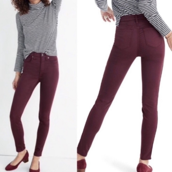 Madewell Denim - Madewell High Riser Skinny Jean Maroon Burgundy Size 27